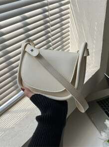 Mini Stitch Detail Flap Square Bag - White - View 1