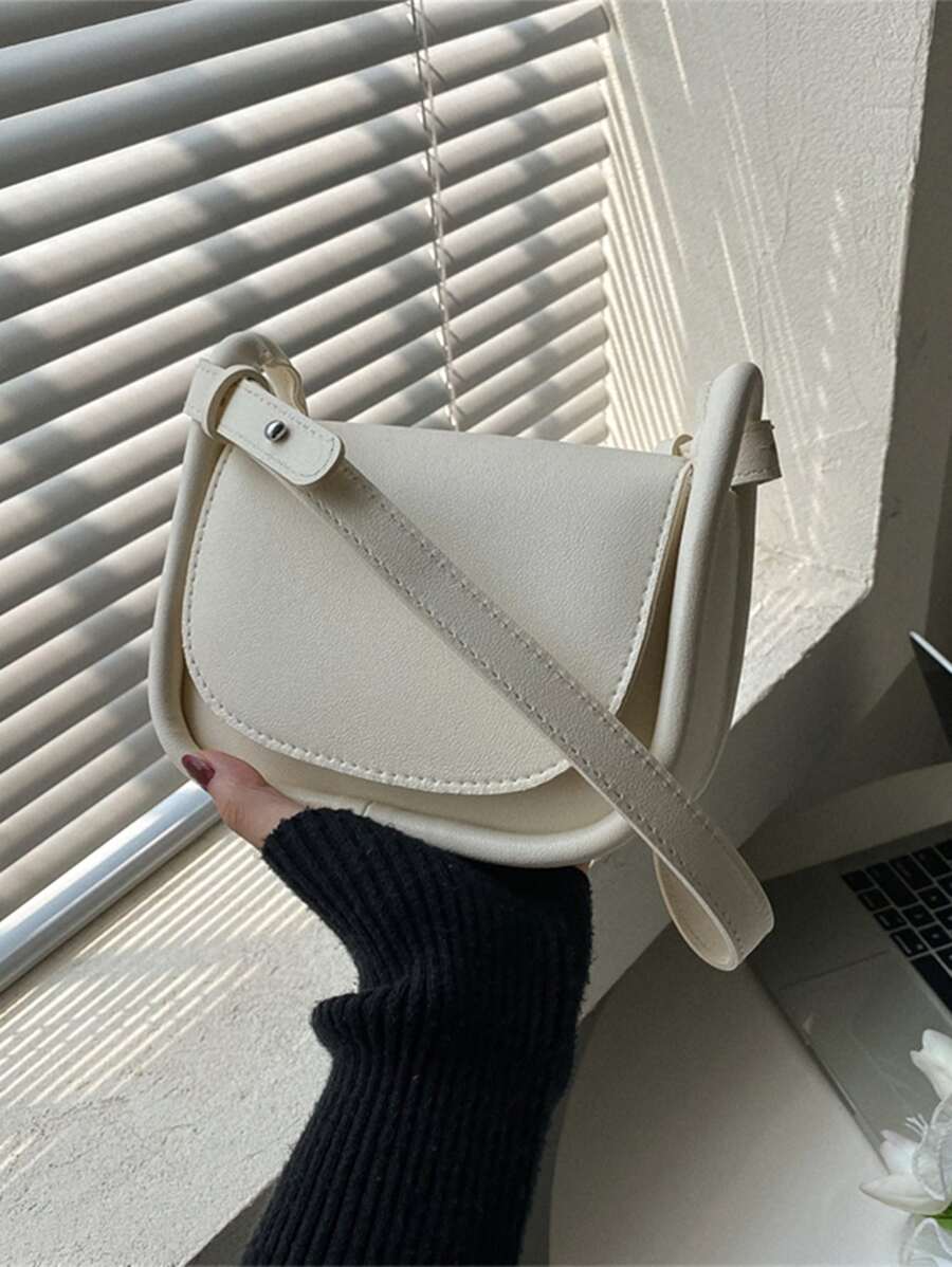 Mini Stitch Detail Flap Square Bag - White - View 1