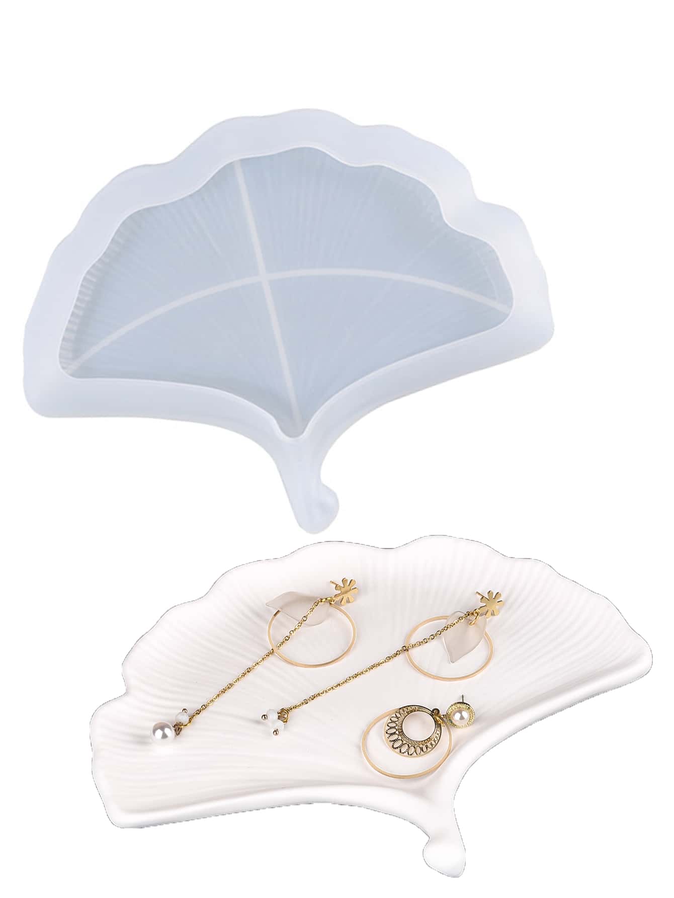 1pc Ginkgo Biloba Design DIY Silicone Mold - White - View 1