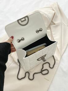 迷你衍縫鏈條翻蓋方包 - 白色 - 查看 5