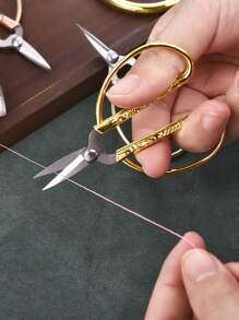 Kéo Vàng Zig Zag Thép Cao Cấp Bền Vintage Kéo Thợ May Thủ Công Hộ Gia Đình Cho Kéo Vải Rsembroidery Kéo Cắt May - Vàng - Xem 1