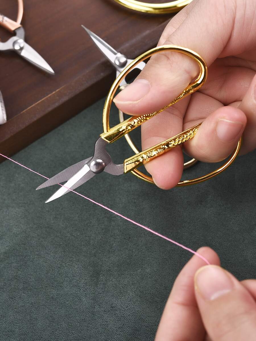 Kéo Vàng Zig Zag Thép Cao Cấp Bền Vintage Kéo Thợ May Thủ Công Hộ Gia Đình Cho Kéo Vải Rsembroidery Kéo Cắt May - Vàng - Xem 1