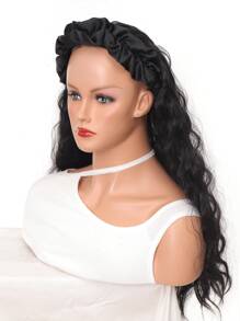 Long Curly Synthetic Wig With Headband - Black - View 5