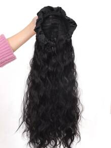 Long Curly Synthetic Wig With Headband - Black - View 6