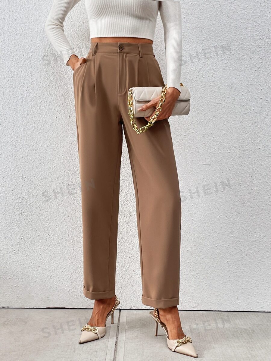 SHEIN Privé High Waist Plicated Detail Suit Pants SHEIN USA