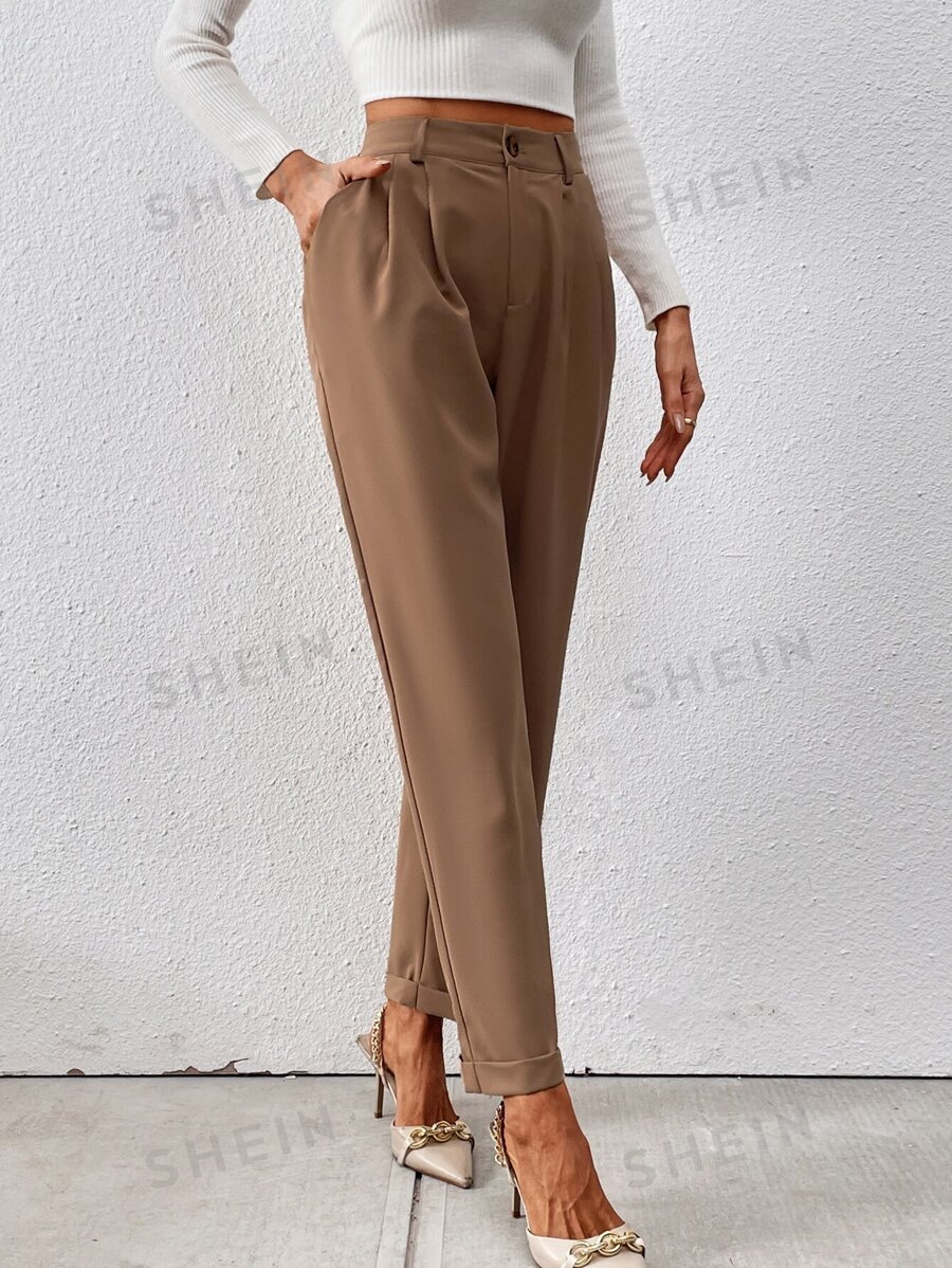 SHEIN Privé High Waist Plicated Detail Suit Pants SHEIN USA