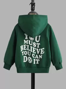 SHEIN 小男童卡通臉圖案連帽衫