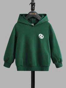 SHEIN 小男童卡通臉圖案連帽衫