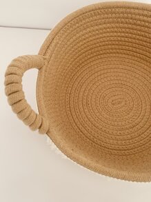 1pc Tassel Decor Desktop Storage Basket - Khaki - View 5