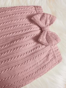 SHEIN Bebé Camiseta ribete con fruncido & Pantalones con lazo delantero - Rosa vieja - Ver 3