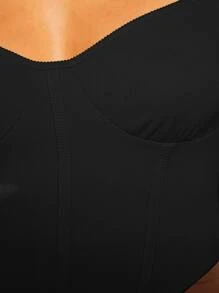 SHEIN Privé 雞心領口不對稱下擺短款T恤