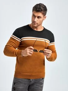 Manfinity Homme Áo len nam Sọc Giải trí - Nhiều màu - Xem 5