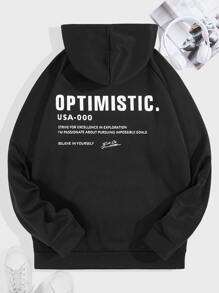 Manfinity VCAY Áo nỉ Nam Túi Slogan Giải trí - màu đen - Xem 1