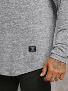 GENTILAND Men Letter Patched Detail Tee - Light Grey - View 3