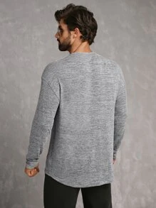 GENTILAND Men Letter Patched Detail Tee - Light Grey - View 4