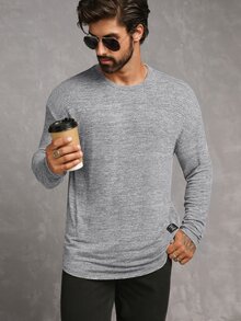 GENTILAND Men Letter Patched Detail Tee - Light Grey - View 5