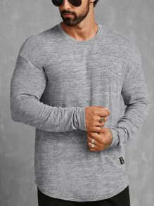 GENTILAND Men Letter Patched Detail Tee - Light Grey - View 7