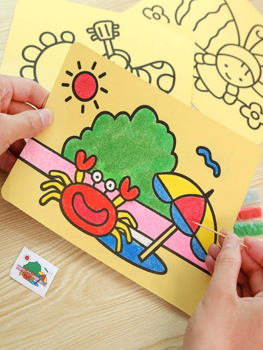 Bộ tranh cát 1 cái ngẫu nhiên: Làm cát đầy màu sắc sáng tạo thủ công DIY cho trẻ em, nam và nữ - Một món quà nhỏ thú vị và mang tính giáo dục - Nhiều màu - Xem 1