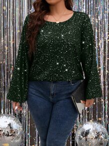 SHEIN Unity Blusa con estampado de lunares manga de campana