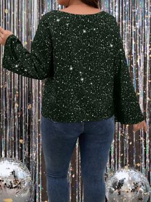 SHEIN Unity Blusa con estampado de lunares manga de campana