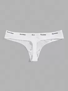 Ropa interior sexy tipo tanga con gráfico de letras para hombres - Blanco - Ver 2