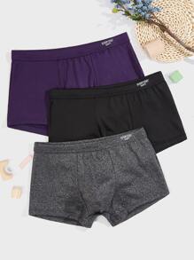 Hombres 3 piezas Calzoncillos boxer con estampado de letra - Multicolor - Ver 1