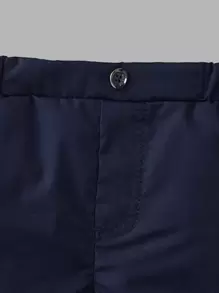 Souflis Souflis 男婴 Polo 领拼接短袖连体衣和短裤休闲套装 - 藍白色 - 查看 7