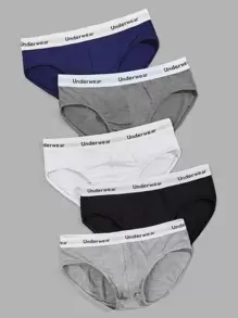 Manfinity Hombres 5 piezas Calzoncillos de cintura con cinta con letra