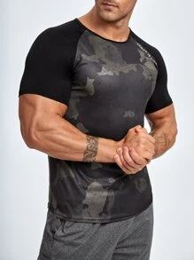 Hombres Camiseta deportiva con estampado de slogan de manga raglán - Multicolor - Ver 4