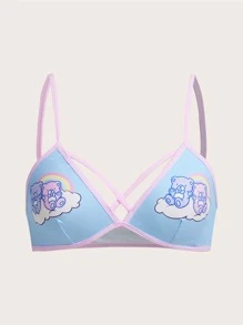 ROMWE Kawaii Cartoon Graphic Criss Cross Bralettes - Multicolor - View 1