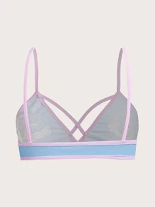 ROMWE Kawaii Cartoon Graphic Criss Cross Bralettes - Multicolor - View 2