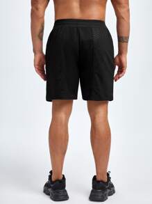 Manfinity Sport Corelite Men Drawstring Waist Sports Shorts - Black - View 2