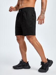 Manfinity Sport Corelite Men Drawstring Waist Sports Shorts - Black - View 6
