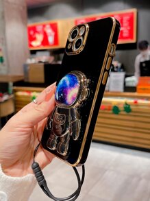 手機殼帶宇航員設計手機支架 - 黑色 - 查看 2