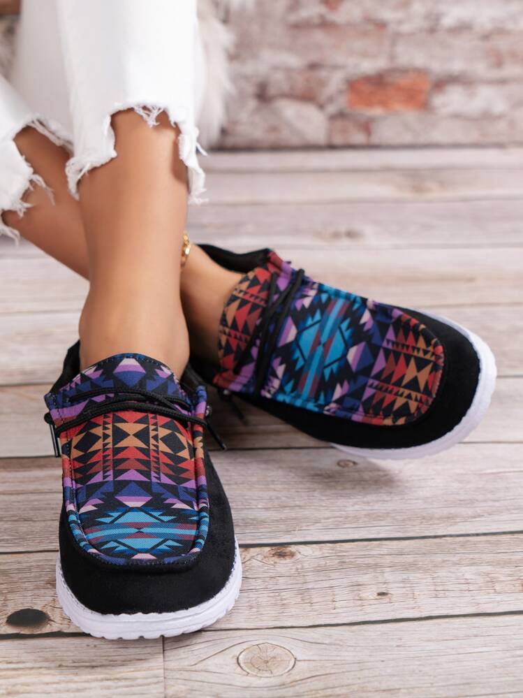 ผู้หญิง ลวดลาย เรขาคณิต สายรัดหน้า ข้อเท้า รองเท้า , น้ำหนักเบา ระบายอากาศได้ ข้อต่ำ ลำลอง สนีกเกอร์ - มัลติคัลเลอร์ - ดู 4