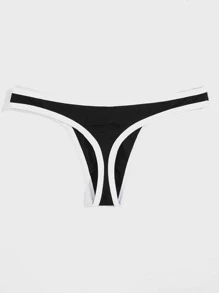 Men Contrast Binding Thong - Black - View 2
