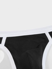 Men Contrast Binding Thong - Black - View 5