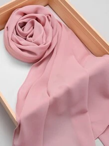 1pc Chiffon Scarf, Suitable For Everyday Wear - Baby Pink - View 12