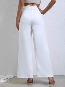 SHEIN LUNE High Waist Wide Leg Suit Trousers - White - View 2