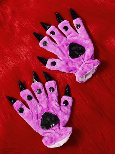 Claw Design Fuzzy Costume Gloves