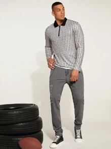 Manfinity Men Letter Graphic Slant Pocket Jeans - Grey - View 5