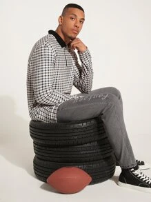 Manfinity Men Letter Graphic Slant Pocket Jeans - Grey - View 7