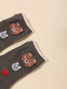 Calcetines de tripulación con corazón & con patrón de oso
