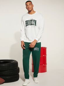 Manfinity Hypemode Men Letter Graphic Sweatshirt & Joggers - Multicolor - View 1