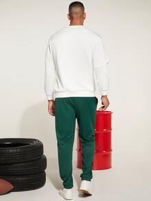 Manfinity Hypemode Men Letter Graphic Sweatshirt & Joggers - Multicolor - View 2