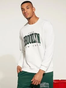 Manfinity Hypemode Men Letter Graphic Sweatshirt & Joggers - Multicolor - View 4