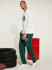 Manfinity Hypemode Men Letter Graphic Sweatshirt & Joggers - Multicolor - View 5