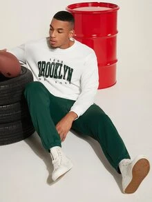 Manfinity Hypemode Men Letter Graphic Sweatshirt & Joggers - Multicolor - View 6