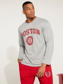 Aesthetic Post Men Letter Graphic Tee - Grey - View 4