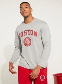 Aesthetic Post Men Letter Graphic Tee - Grey - View 5